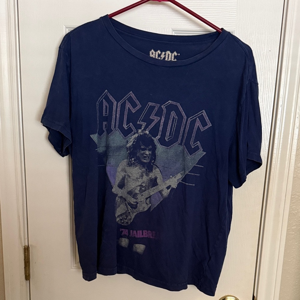AC/DC Vintage Style Tee in Dark Blue